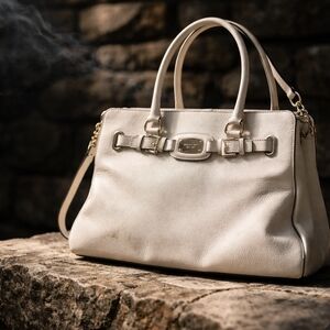 Michael Kors Peach 🍑 Cream Leather Purse with Gold Hardware